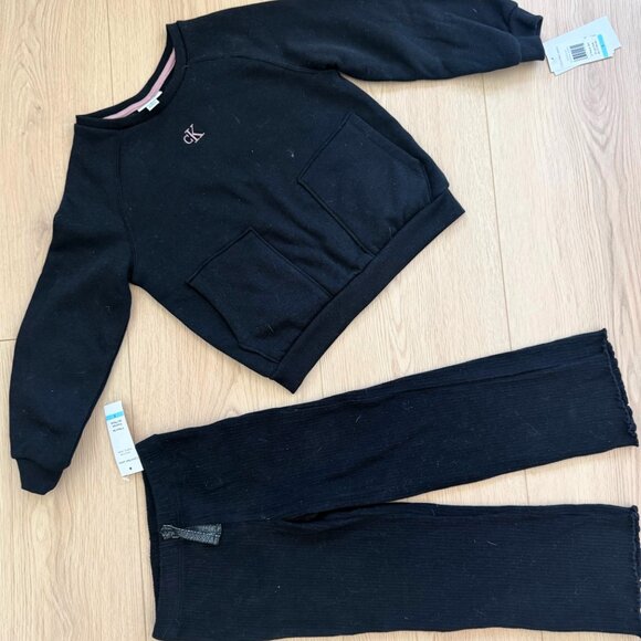 Calvin Klein Girls 2-Piece Set – Size 5T, Sweatshirt + Ribbed Pants, New w/ tags - Picture 7 of 7